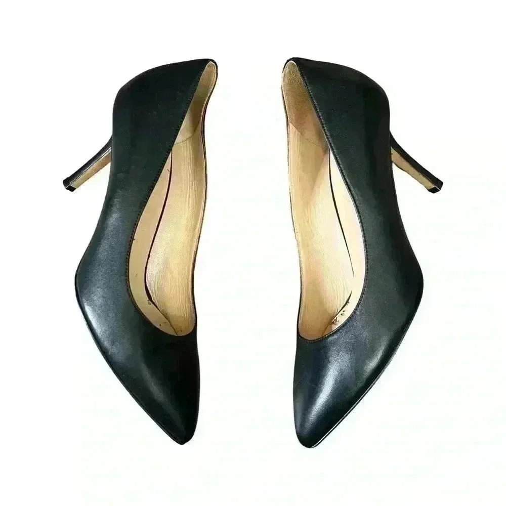 Thesis Couture Eve Classic Pump Designer Heels Black Leather Size EU 38 US 7.5